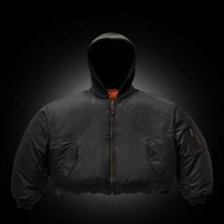 GV Gallery Raspberry Hills Black Hooded Bomber Jacket Large (NWOT)