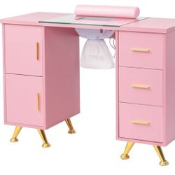 Pink Nail Tech Table Brand New 