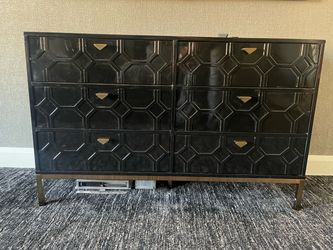 Black Lacquer 6-Drawer Double Dresser