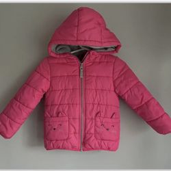 Carter's Heavyweight Jacket Kitty Cat Puffer Pink Fuchsia 4T Toddler Hooded