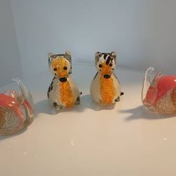 TWO Murano Blown Glass Lovely Snails & TWO Murano Blown Glass Dogs - $25 (Harahan)