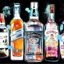 Drink it Colorful Canvas Mancave Art Prints by Notoriart, Gallery Wrapped, 36" x 24"