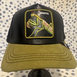 Green Suede Black Leather Trucker Cap