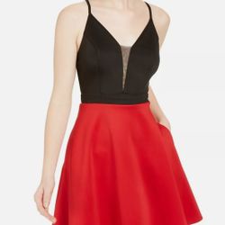 Speechless Dress Black Red Size 1 Junior Sheath Colorblocked Mesh $59 #254