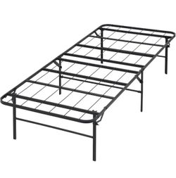 Twin Folding Metal Bed Frame Heavy-Duty Platform Mattress Support Under-Bed Storage