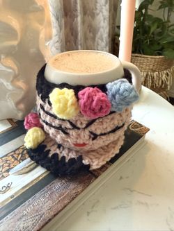 Frida Kahlo Crochet Mug Cozy & Coaster Set
