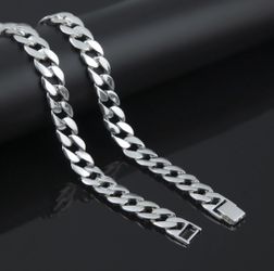 New 18 k white gold Cuban link necklace Cuban link