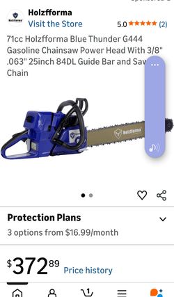 71cc Holzfforma Blue Thunder G444 Gasoline Chainsaw Power Head With 3/8" .063" 25inch 84DL Guide Bar and Saw