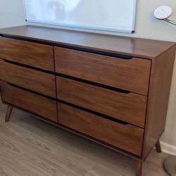 New MCM Dresser.  Solid Wood / Wood Veneer In Back.  150 Lbs.  Oak Finish.  58x17 Deep X 36H.  Free Delivery!