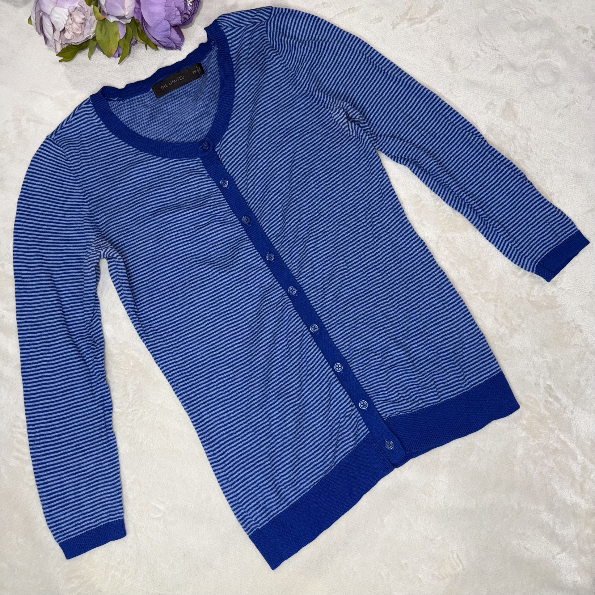 The Limited Blue Striped Cardigan