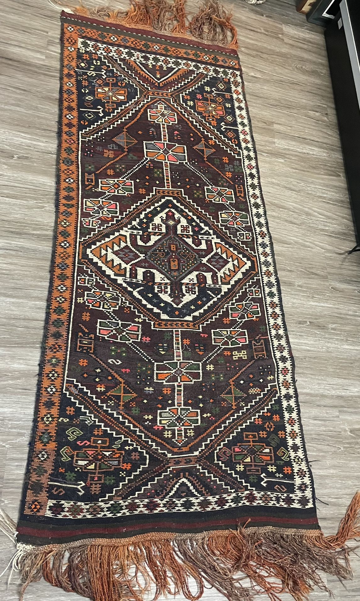Beautiful Vintage Handwoven Turkish Runner Rug - 33” x 75” - Purchased in Turkey in 1960s