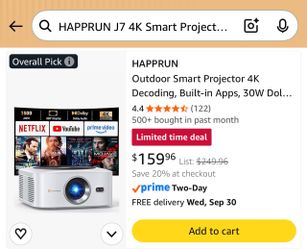 HAPPRUN J7 4K Smart Projector With Built-In Apps