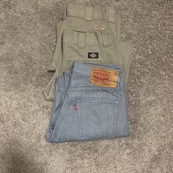 Levi’s 501s, Dickies Slim Fit, Dickies Flex. 30x30s