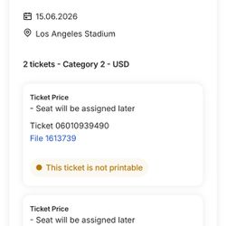 2026 FIFA World Cup Tickets - Los Angeles 6/15/26