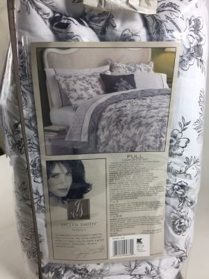 Jaclyn Smith Today Full Comforter Set Black White Floral Bed Cover