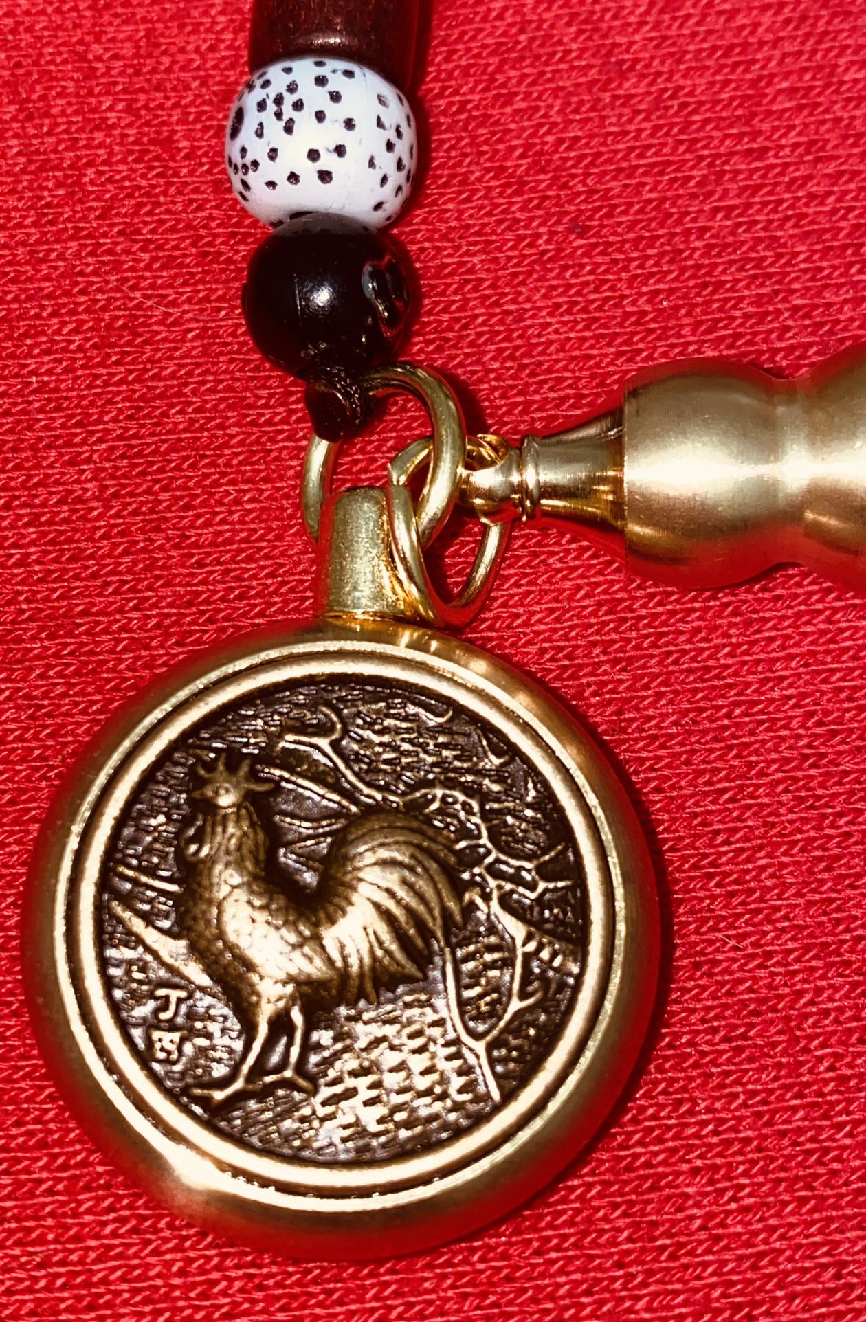 Pure Brass Chicken Zodiac  Keychain Pendant, Rope, Keychain Hanging Jewelry