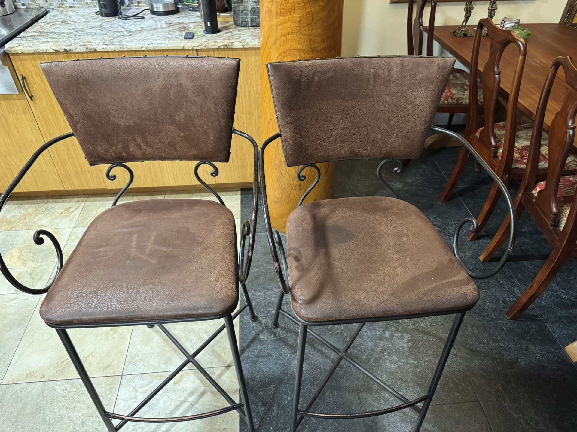 2 Bar Stools 30 Inch , Steel And Faux-Leather