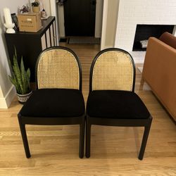 Black And Cane Dining Chairs 