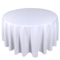 120” Round White Tablecloths Thumbnail