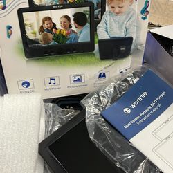 WONNIE 10.5" Two Car DVD Players Portable Dual Screen Headrest Video Player, Play a Same or Two Different Movies with 5-Hour Rechargeable Battery,2 AC