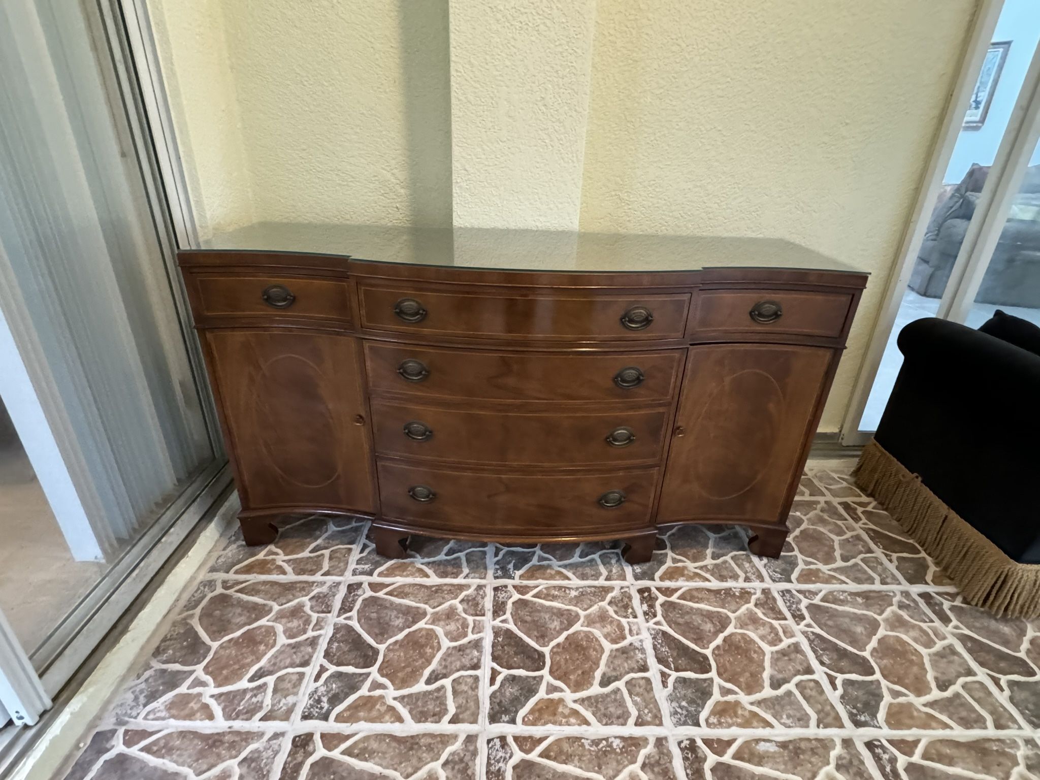 Antique Mahogany Bow Front Sideboard