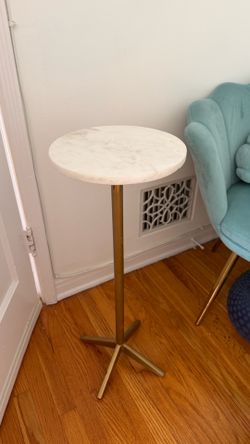 Marble & Brass Pedestal Side Table | Plant Stand | Accent Table