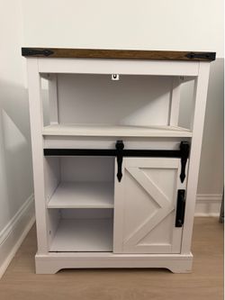 Farmhouse Microwave Cart/Coffee Bar Cabinet