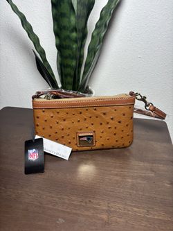 Dooney & Bourke Patriots Ostrich Print Wristlet New w Tags