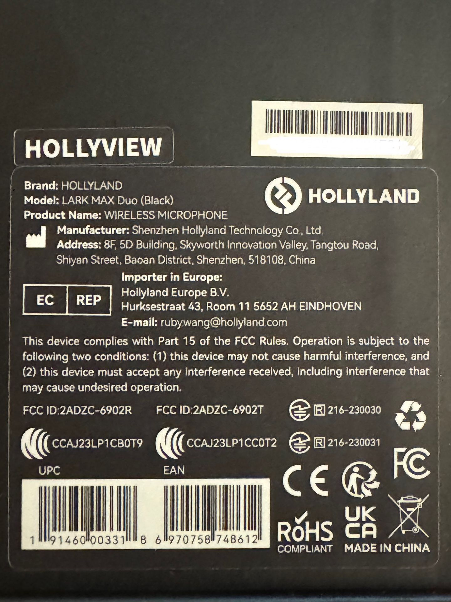 HollyLand Lark Max Factory Sealed All In One Microphone System