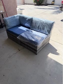 Outdoor Wicker Sectional Sofa with Cushions