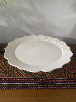 13” X 14” Oval Floral Cake Stand