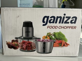 Grinder & Vegetable Chopper - 2 Bowls (8 Cup+8 Cup) with Powerful 450W Copper Motor - Includes 2 Sets of Bi-Level Blades for Fruits/Meat/Nuts