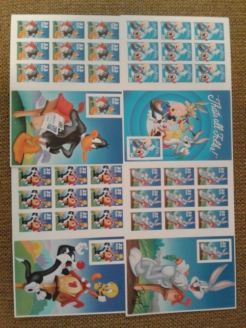 SET OF LOONEY TUNE US STAMP SHEETS