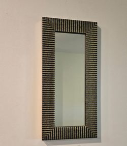 Rectangular Wall Mirror with Striped Frame