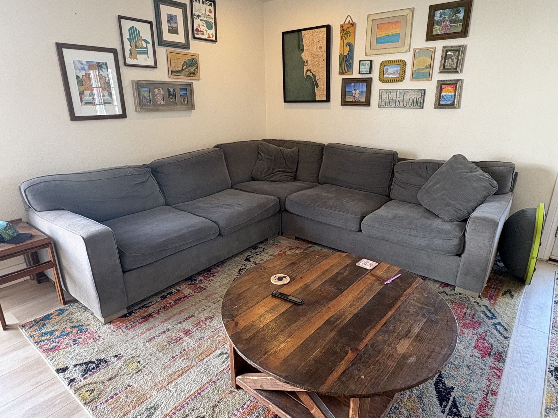 Blue-Grey Sectional Sofa