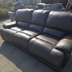 Delivery Available! Brown Leather  Sectional Couch Sofa Chaise Futon 