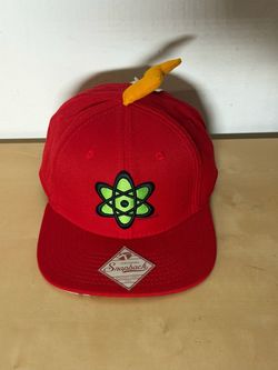 The Simpsons Radioactive Man Bioworld Lightning Bolt Snapback Hat NWT Rare Red