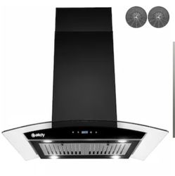 36 inch Convertible 343-CFM Black Island Range Hood