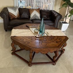 Brown Sofa And Coffee Table 