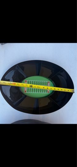 Football field serving platters with compartments