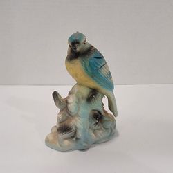Small Ceramic Bluebird/Blue Jay Perched On Branch Figurine ~ 4.5"×3.75"