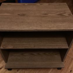 2 Shelves Brown Nightstand  / Endtable With 4 Wheels. Dimensions Are; W=24” — D=15”— H=21”.