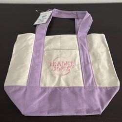 Trader Joe's Pastel Mini Canvas Tote Bags 2025 LIMITED EDITION NWT purple!
