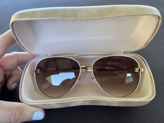 CHANEL Vintage Sunglasses Gold Rare Wrap Mask Square Aviator 