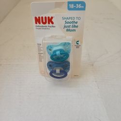 NUK Orthodontic Pacifiers 18-36 Months 2-Pack Blue Color Bicycle & Branch | NEW