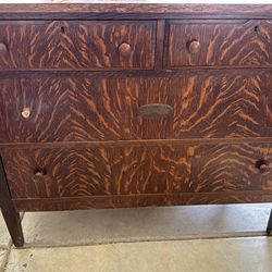 Tiger Wood Dresser with Mirror circa 1920’s