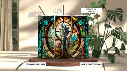 Rick & Morty Stain Glass 20 Oz Stainless Steel Tumbler (READ DESCRIPTION)