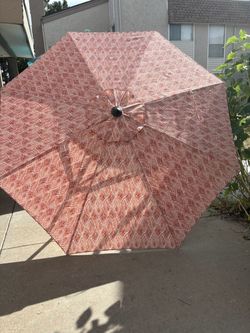 Outdoor Patio Umbrella Red White Pattern