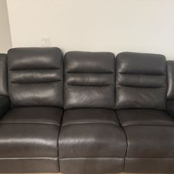 Black Leather Couch, Two Chairs 