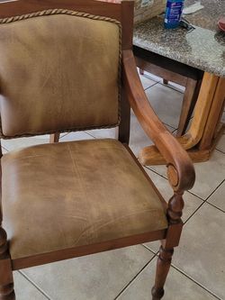 Solid Wood And Leather Chair